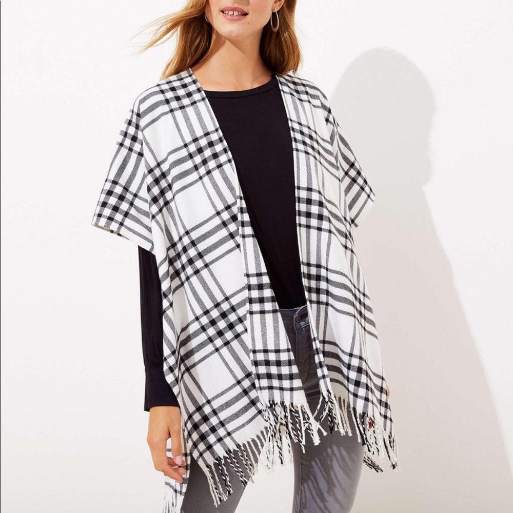 NWT!! LOFT Plaid Poncho Wrap